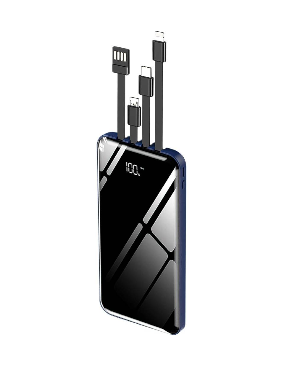 10.000 mAh Prime Dijital Göstergeli Dahili Çoklu Kablolu Powerbank Mavi