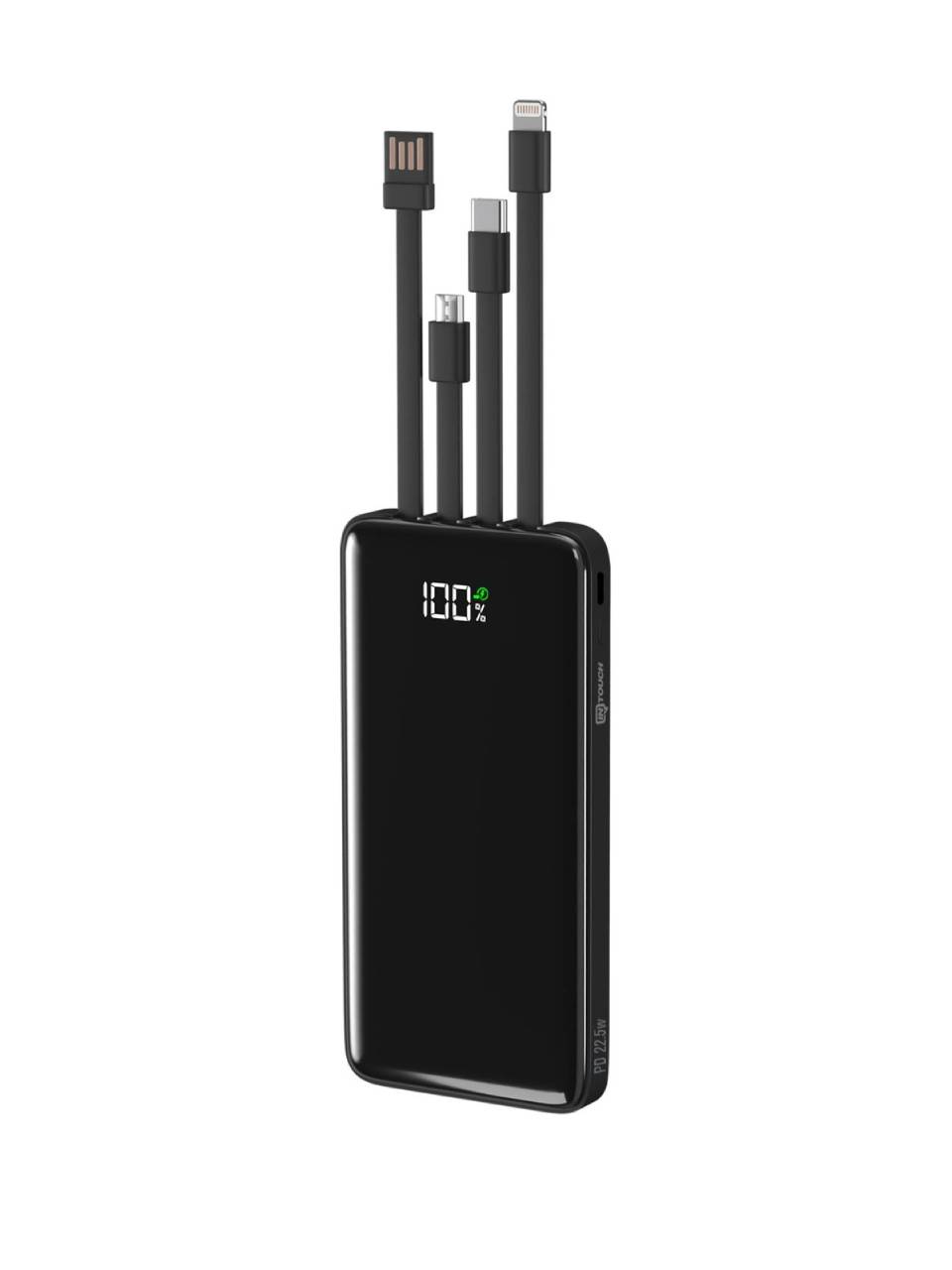 10.000 mAh Quick 22,5W Pd Qc 3.0 Dijital Göstergeli Dahili Çoklu Kablolu Powerbank