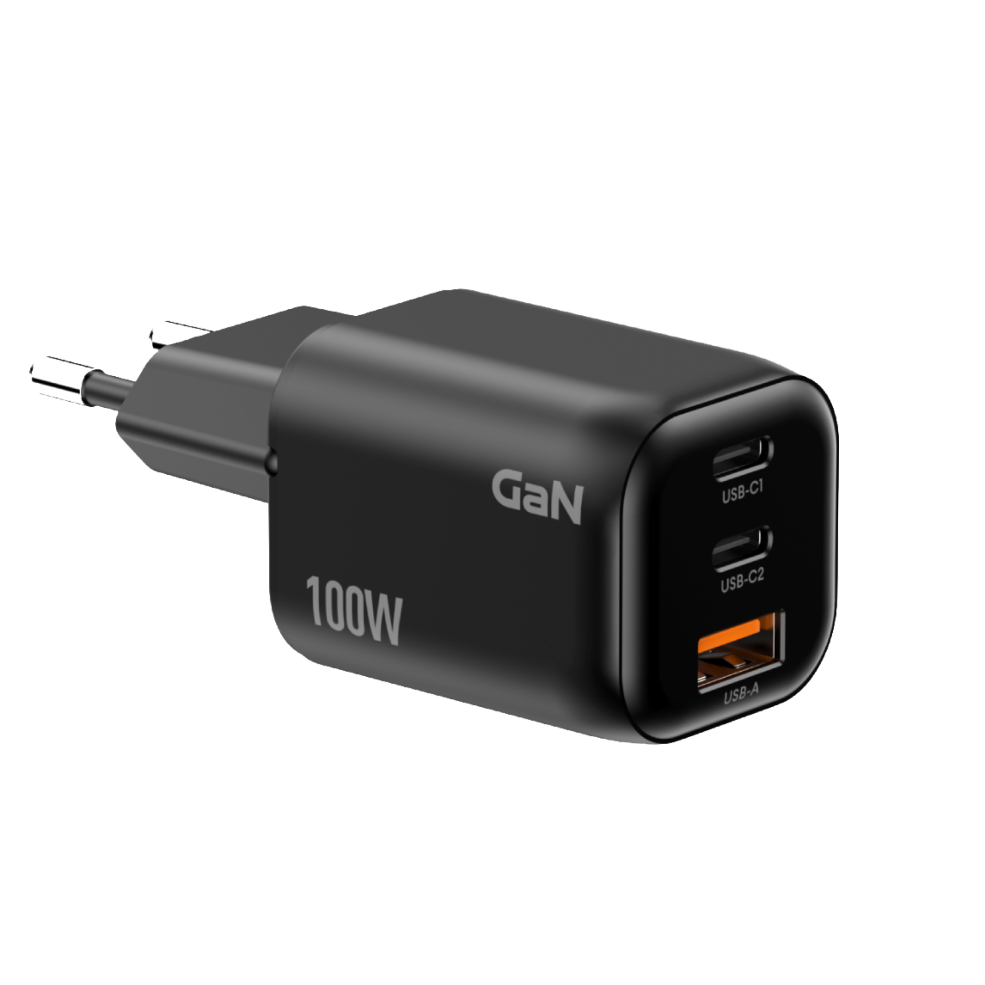 Gan Teknoloji 2PD + USB Hızlı Seyahat Şarj Cihazı 100W Siyah