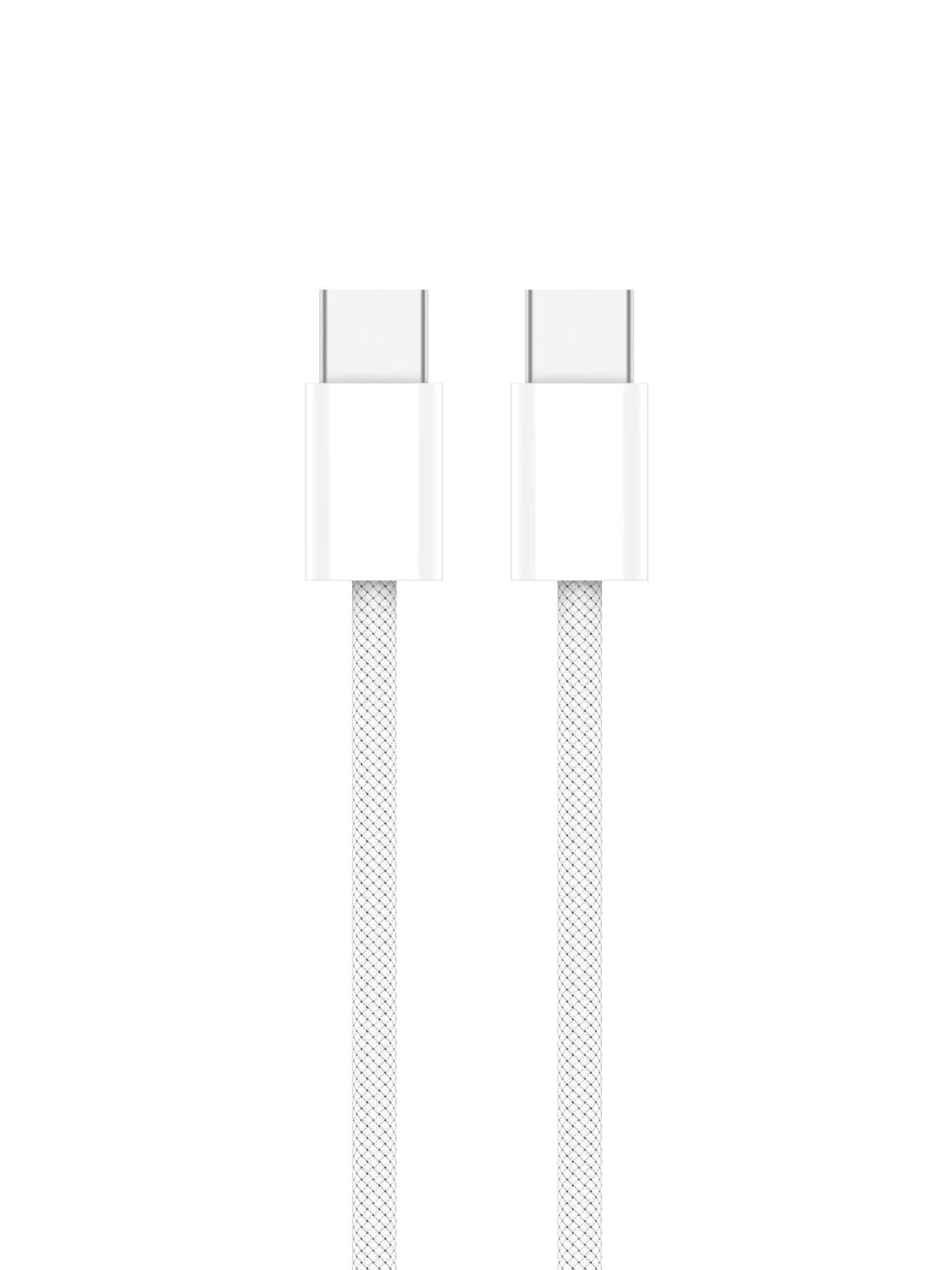 Premium 60W Örgülü Type-C to Type-C Şarj & Data Kablosu, Beyaz